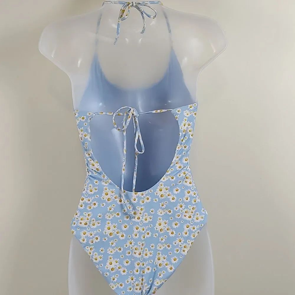 Onia Ginny Low Backone-Piece Swimsuit In Blue Daisy Size S Coastal Grandmacore — image 8 of 8